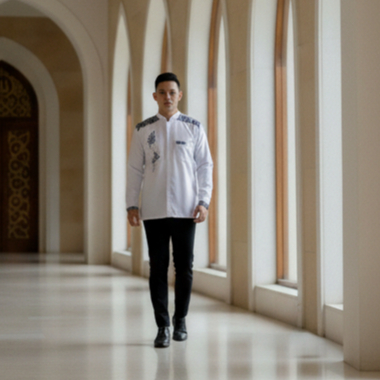 Baju Koko Pria Bordir Batik Lengan Panjang Dewasa ukuran M L XL XXL