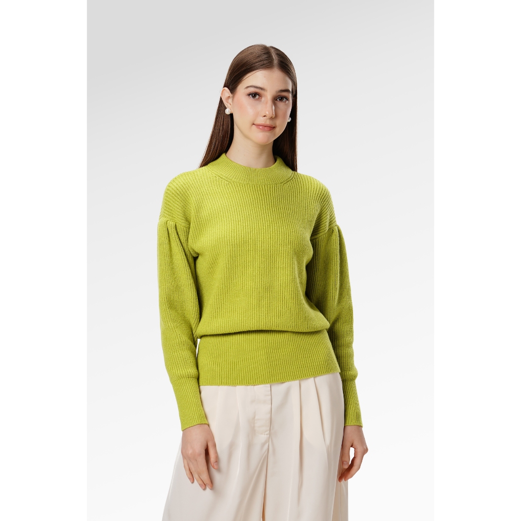 Benang Jarum - Sweat Shirt With Puff Sleeve - Olive