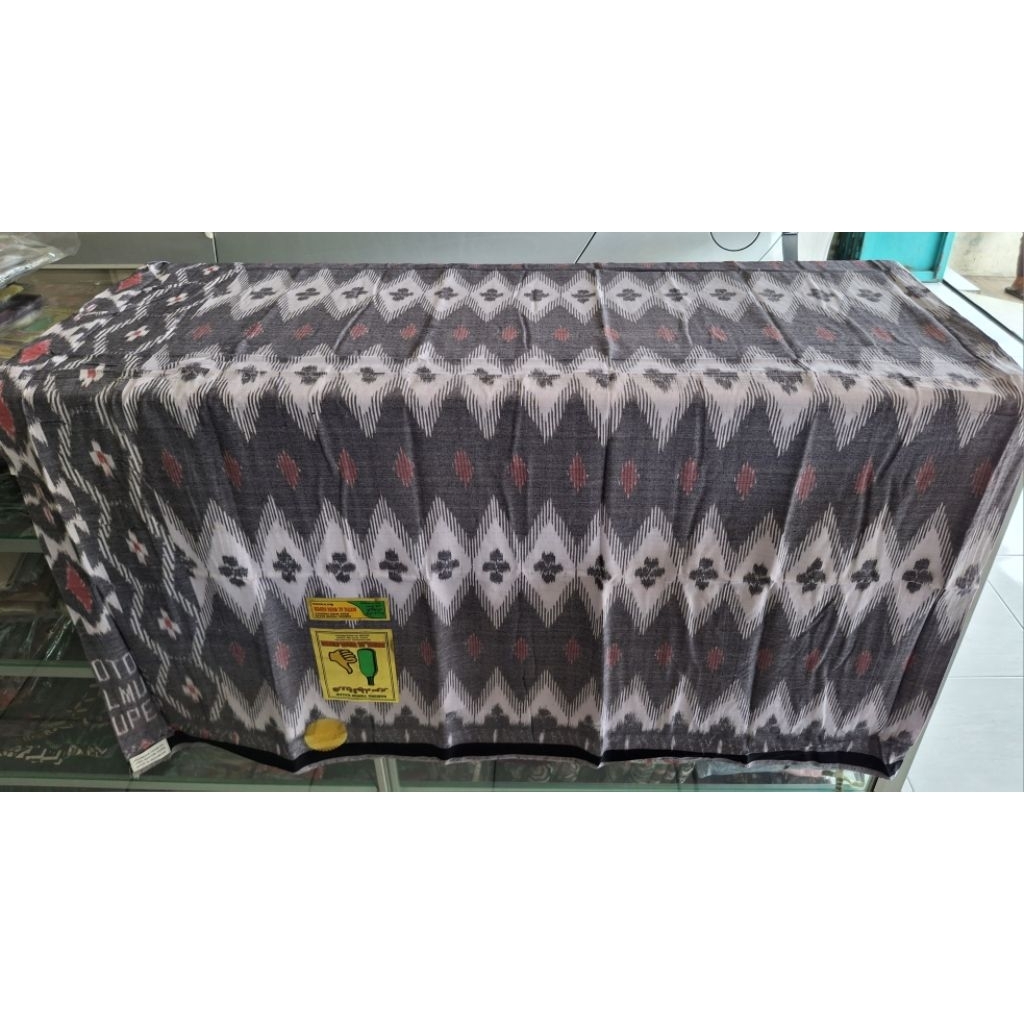 Sarung Goyor Jabal Barbara Botol Al Wafa Tenun ATBM Warna Putih Kyai Santri Bahan Rayon Toldem Pria 