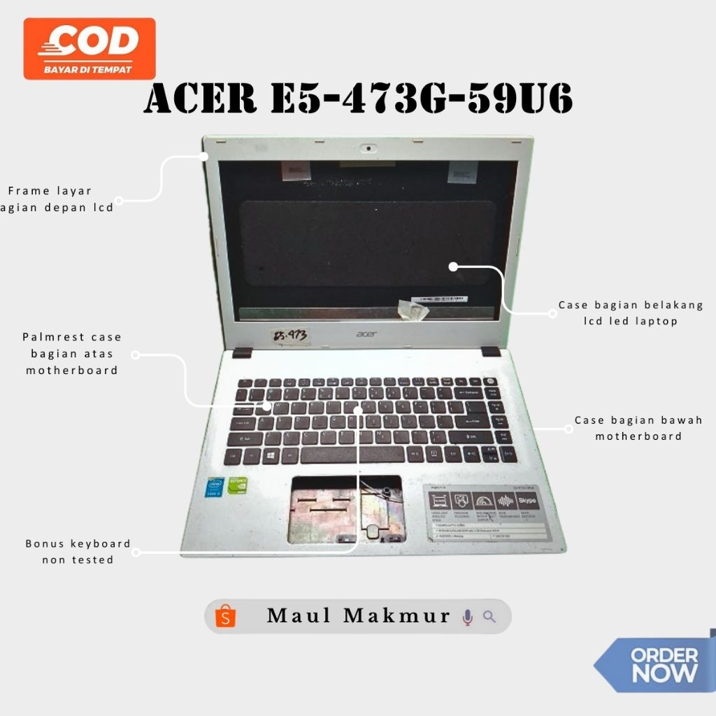 SECOND Casing Laptop Acer Aspire E14 E5 473G Case Fullset Laptop