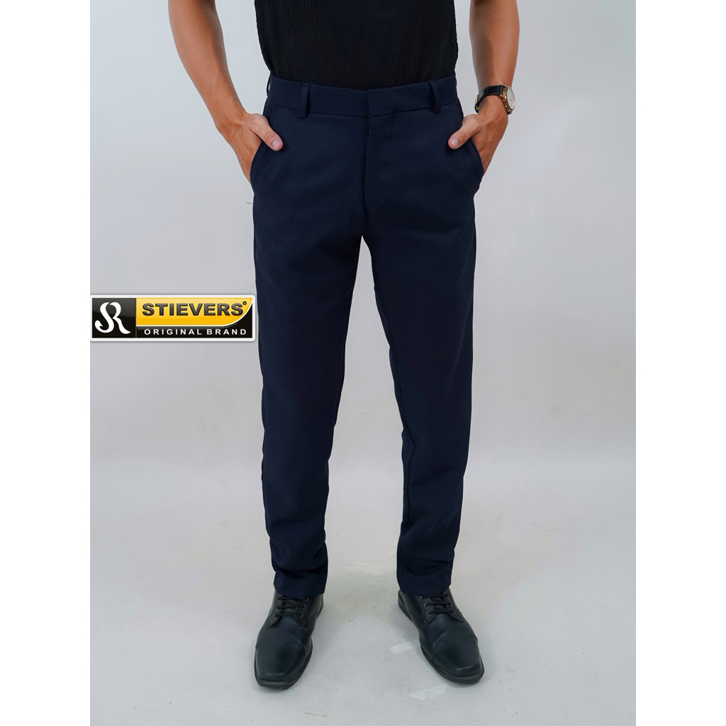 STIEVERS - Celana Kantor bahan Formal Biru Slimfit - Navy