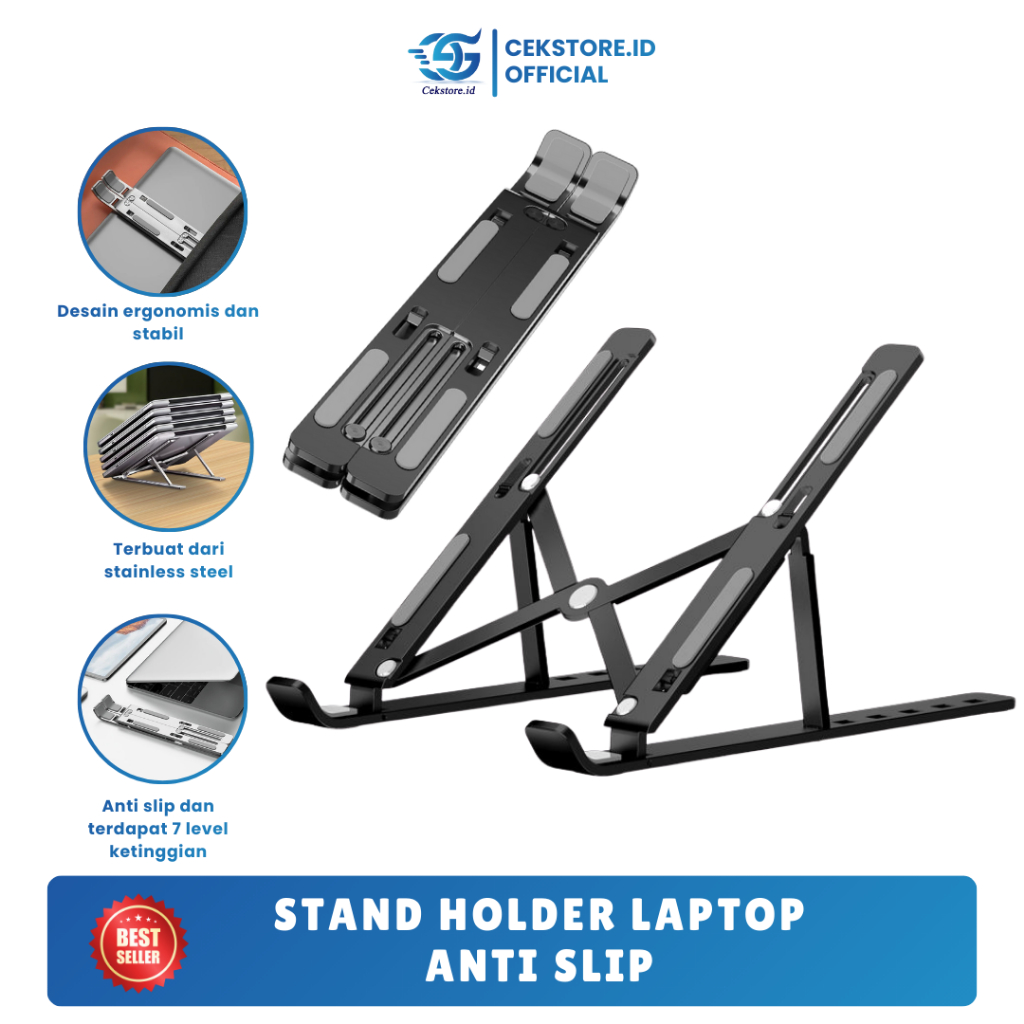 Stand Holder Penyangga Laptop Dan Tablet Anti Slip Dudukan Laptop Aluminium Dan Plastik Adjustable