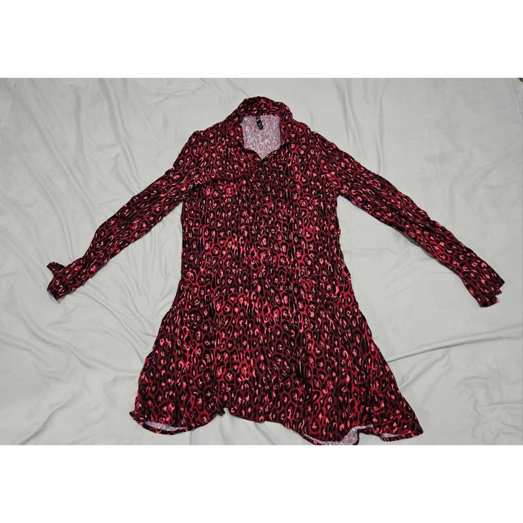 (PRE-LOVED) Dress Mini Motif Macan ZARA Warna Merah dan Hitam Wanita Perempuan Kekinian Premium