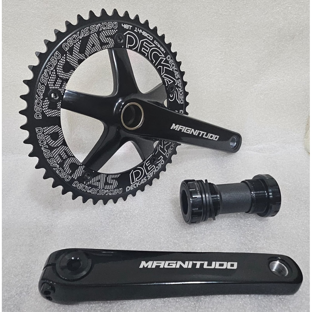 Crankset MAGNITUDO Chainring Deckas 48T BCD144 BB HT2 Hollowtech Panjang 165mm Untuk Fixie