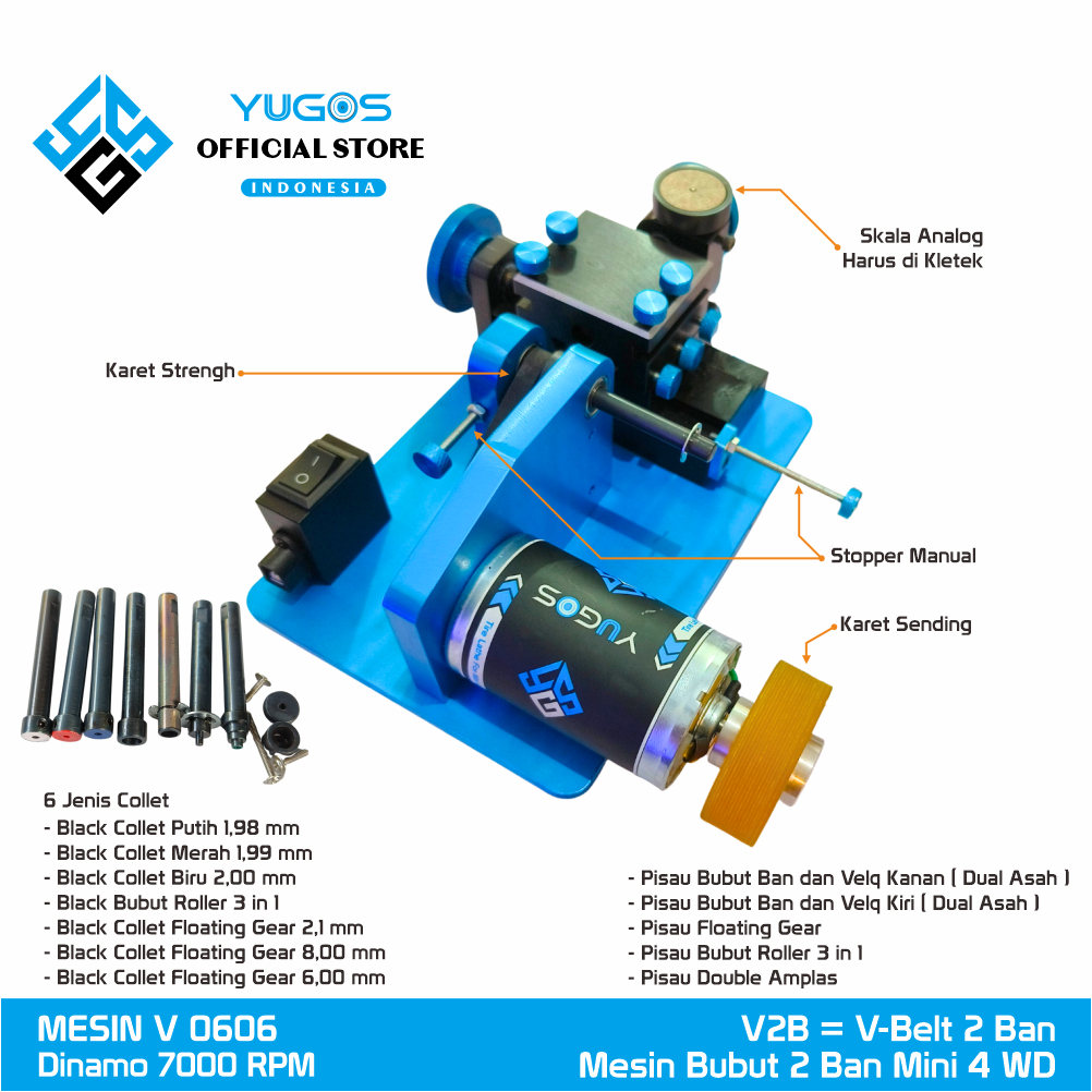Mesin Bubut 2 Ban Mini 4 WD V0606 YUGOS Development