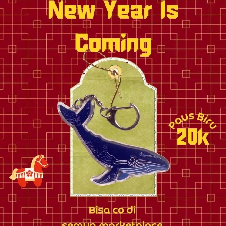 GANCI AKRILIK PAUS BIRU|FISH CHARM|KEYCHAIN AKRILIK PAUS BIRU|BEADS BIRU KAMPA ATMA