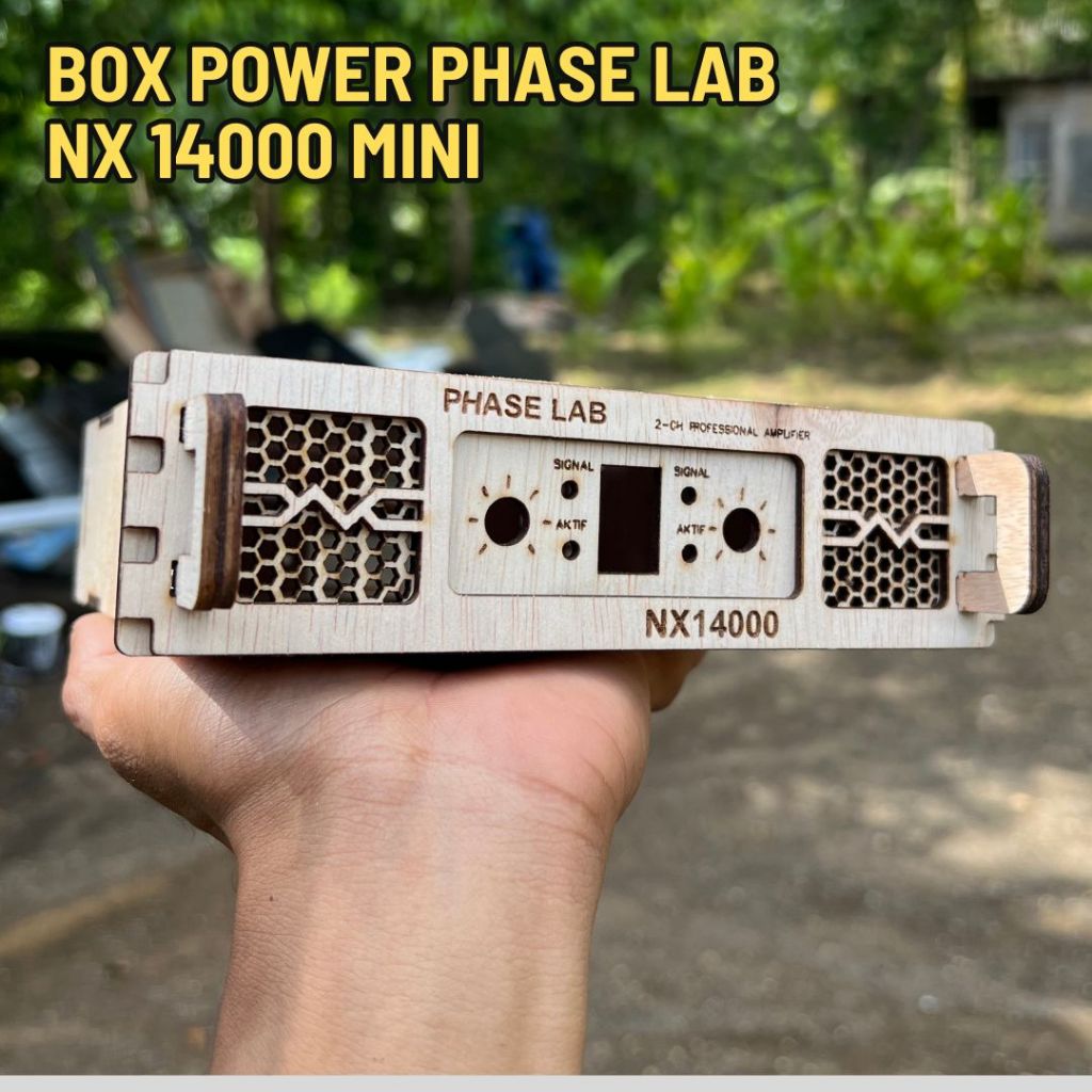 Miniatur Box Power Ampli model PHASE LAB NX14000 Bahan Plywood 3mm Laser CNC
