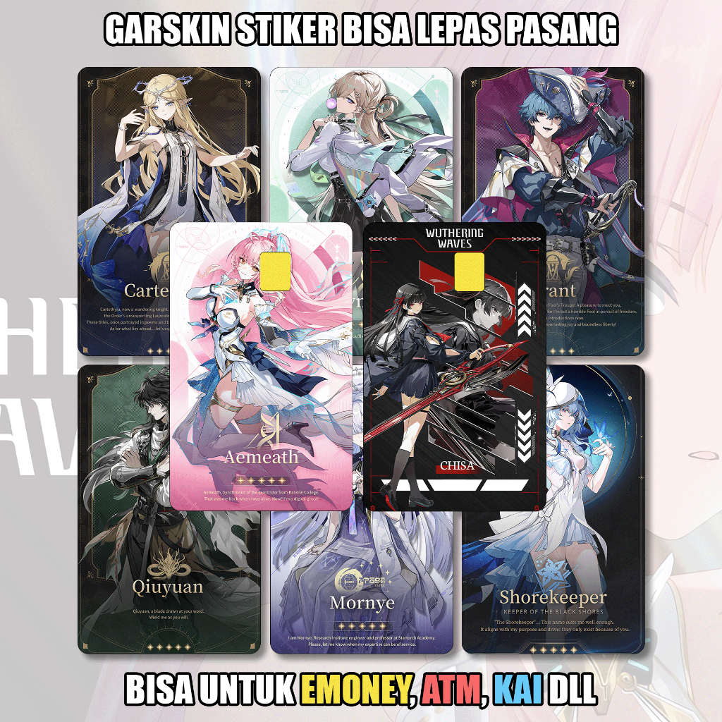 Garskin Emoney ATM KAI Wuthering Waves Aemeath Chisa, Stiker Skin E-Money
