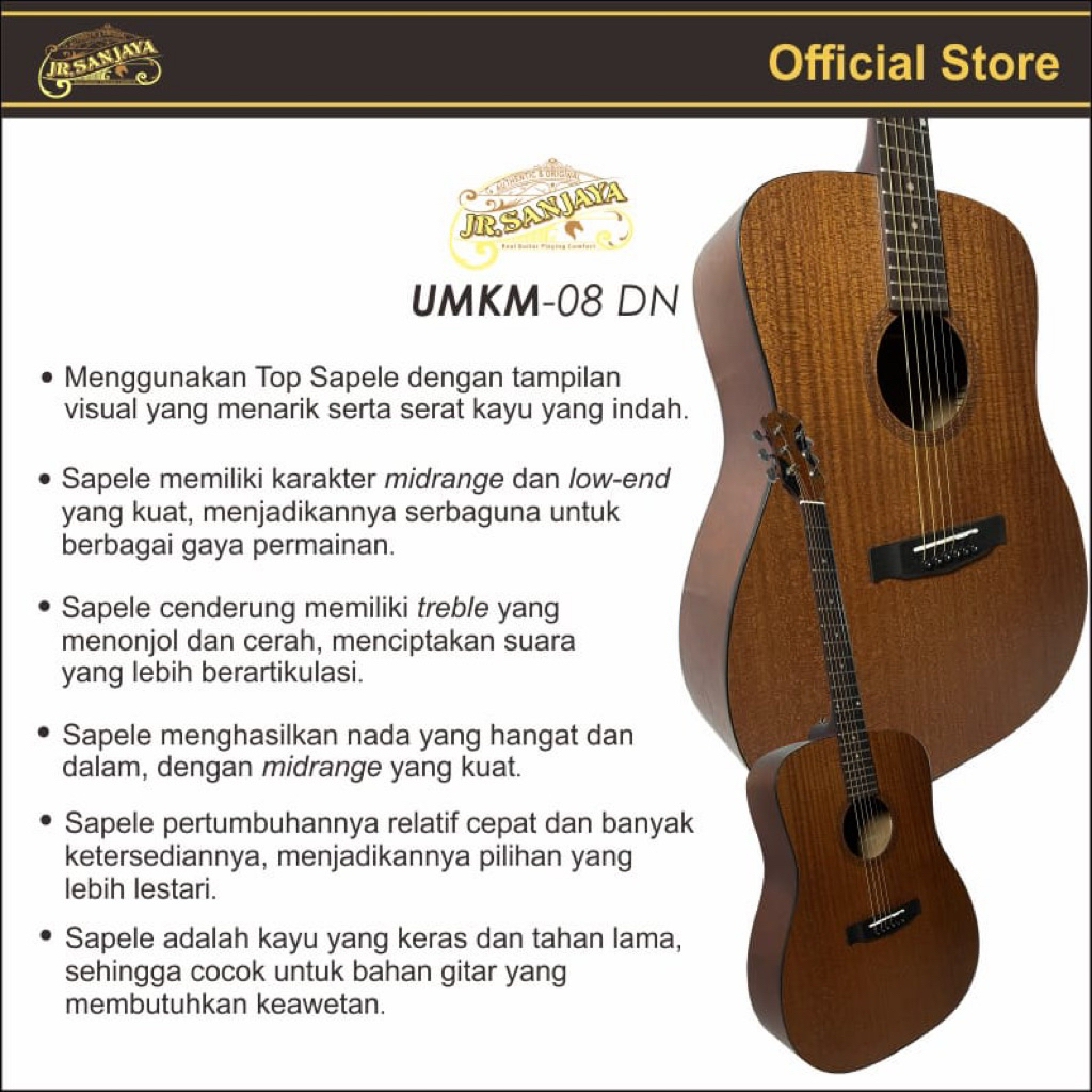 GITAR AKUSTIK/AKUSTIK ELECTRIK ORIGINAL JR.SANJAYA UMKM 08 DN