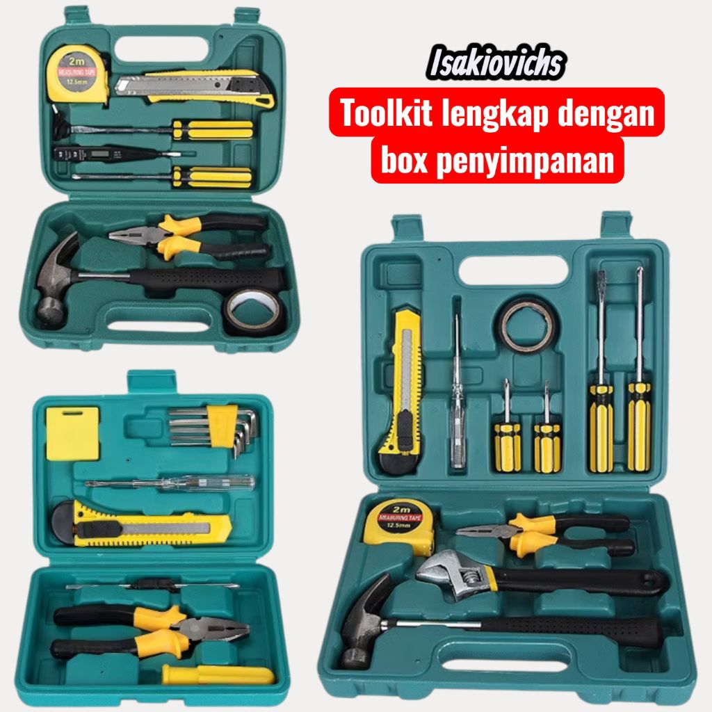 Set Perkakas Palu Alat Set Perkakas Palu Tang Obeng Kunci Pas Perlengkapan Set Reparasi Obeng Cutter