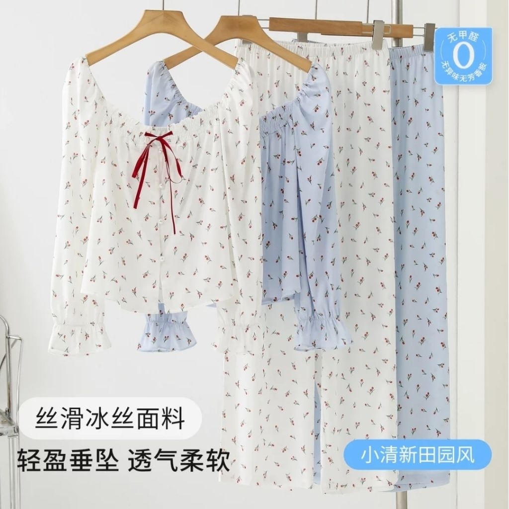 diane sally set blue, baju tidur merk diane sally, baju tidur premium