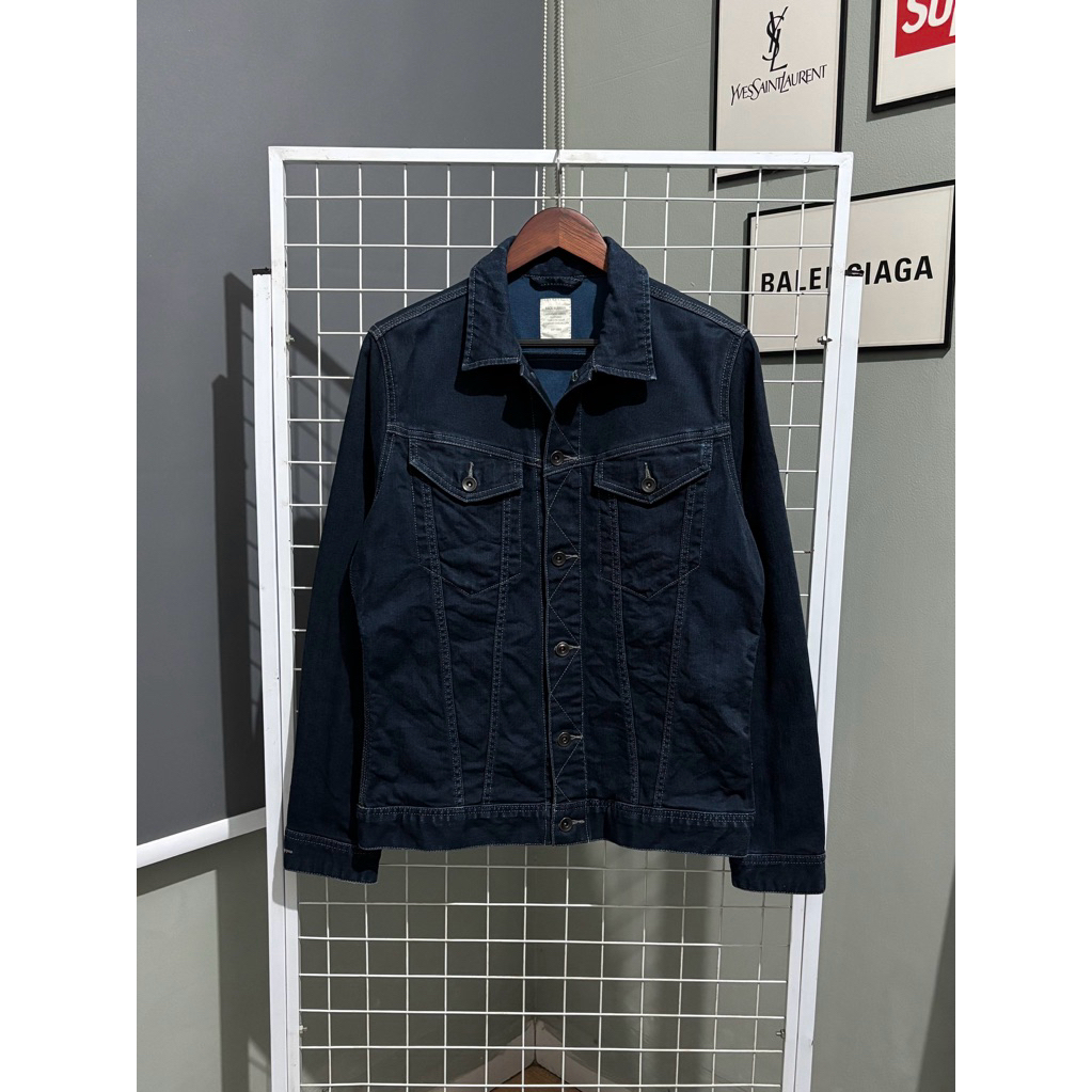 BACK NUMBER TRUCKER DENIM STRECTH JACKET