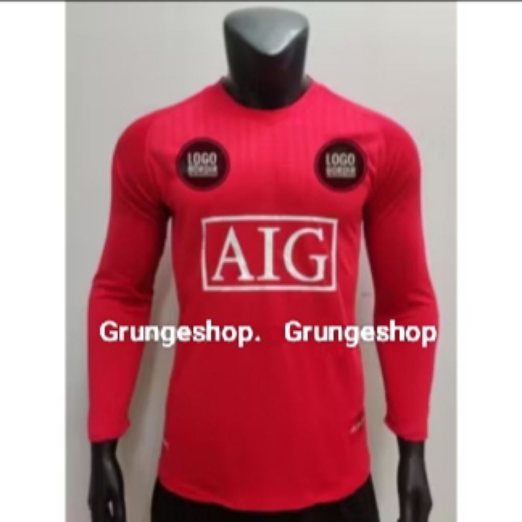 Logo Bordir Lengan Panjang Jersey Retro Jersey Bola Jersey Emyu Home 2008 Jersey Olahraga