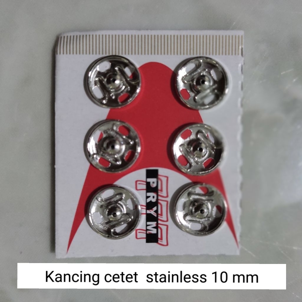 Kancing cetet besar diameter 1 cm bahan stainless dijual per 1 strip isi 6 pcs