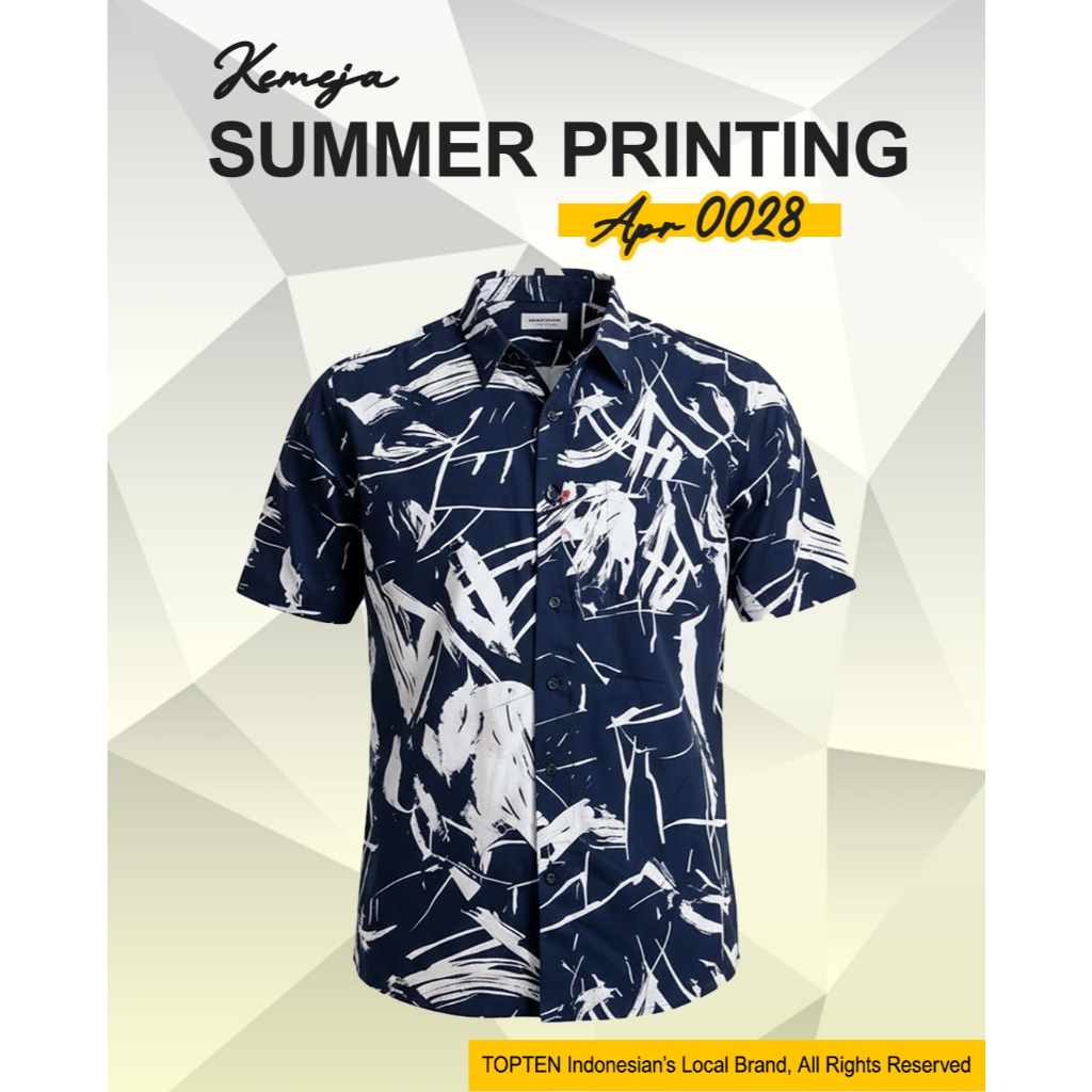 TOPTEN Kemeja Summer Pria Motif Printing Lengan Pendek  APR 0028
