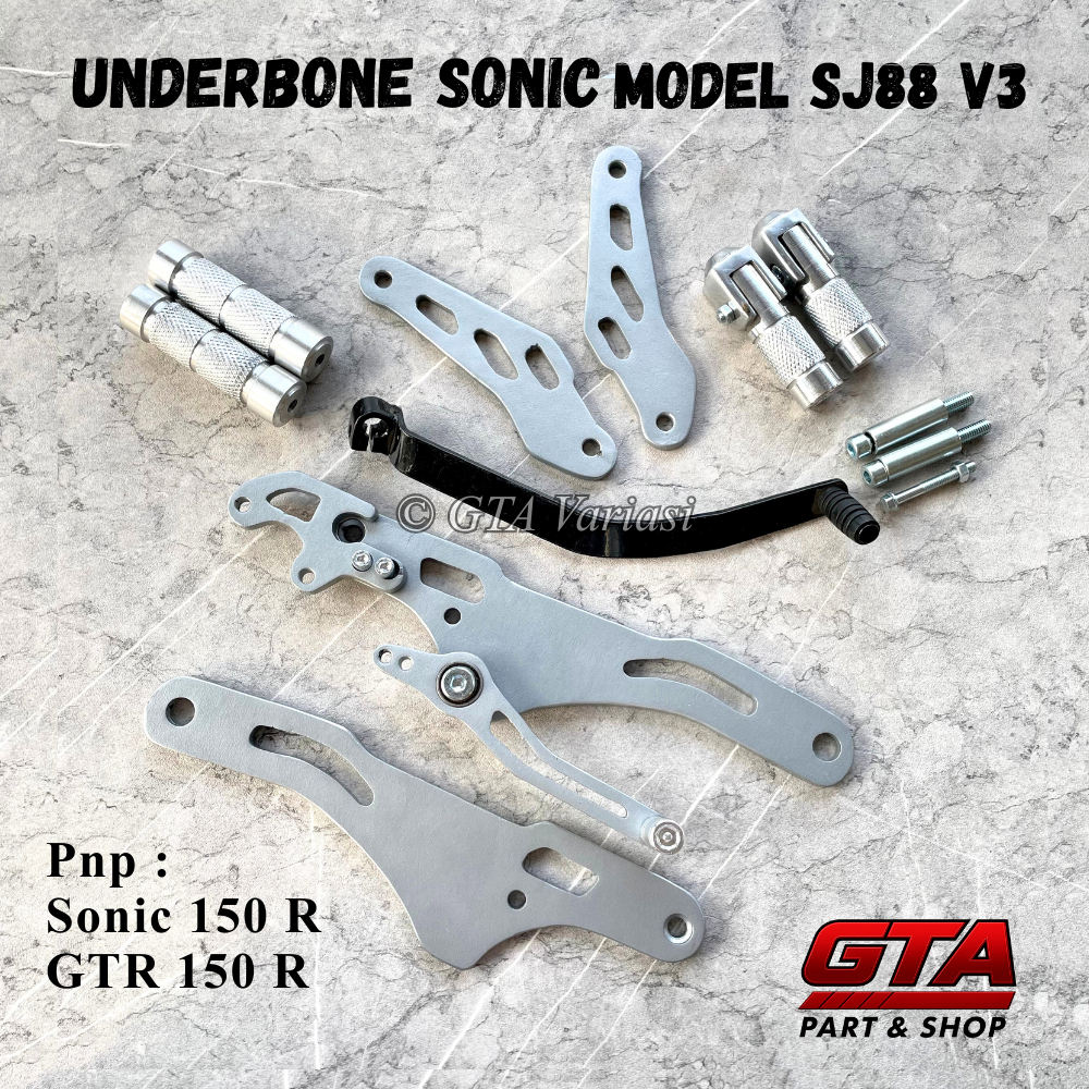 Footstep Underbone Sonic Model SJ88 V3 Cutting Besi PNP Sonic 150 R / GTR 150 R Step Jalu Lipat