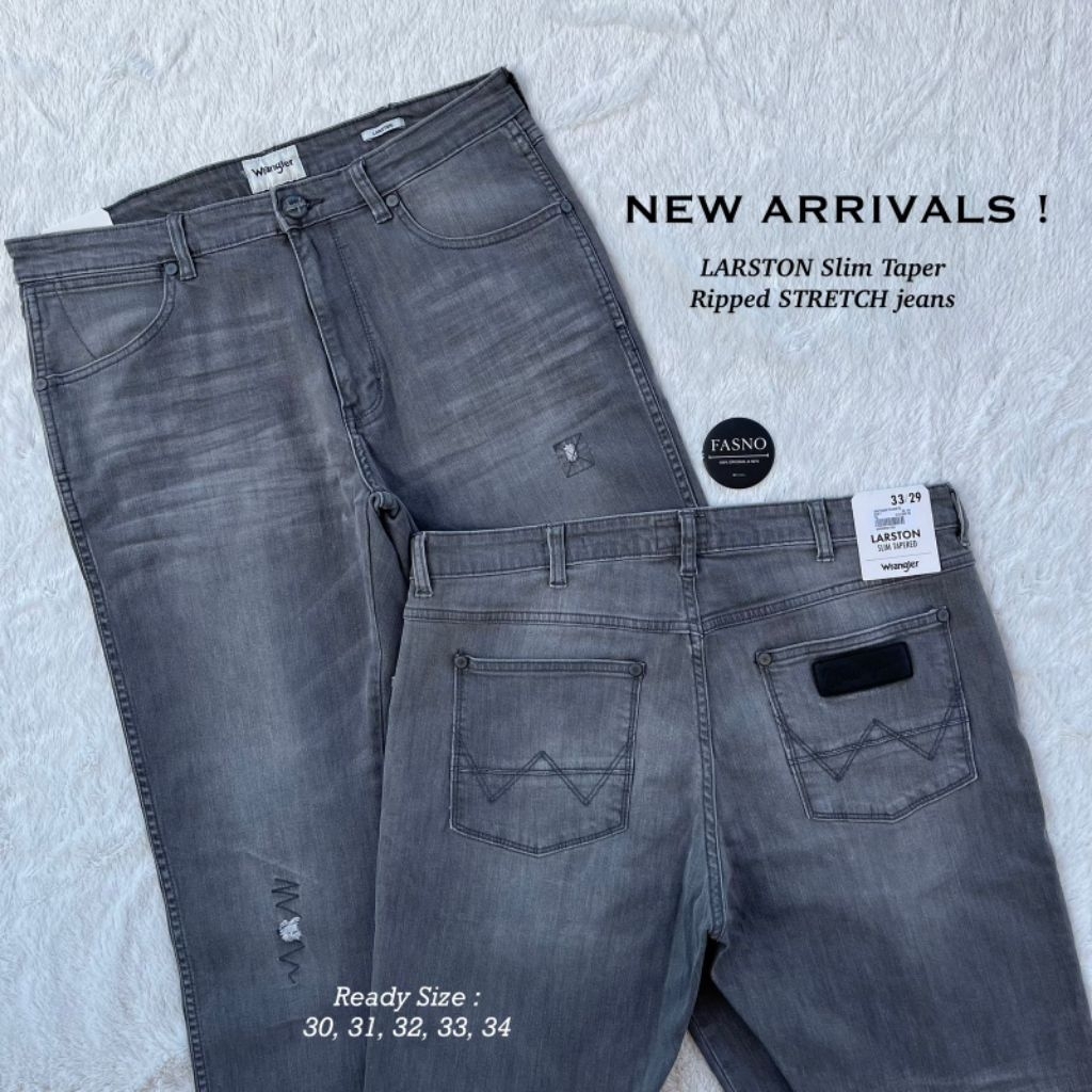 NEW & ORIGINAL Wrangler LARSTON Ripped "STRETCH" Jeans.Grey C03P25.