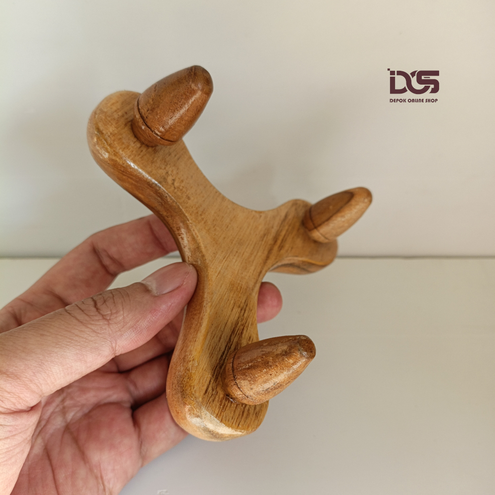 Alat Pijat Refleksi Kaki Tiga Kayu Kaki Manual Terapi Tangan Pemijat Punggung Badan Kodok Segitiga