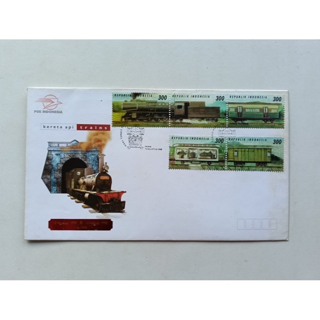 Amplop dan perangko Kereta Api Indonesia tahun 1998
