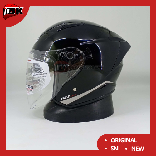 Helm Half Face NHK R1 Max R-1 Max Solid Black Gloss Bukan S1 GP Pro Solid Black Warna Hitam Polos Gl
