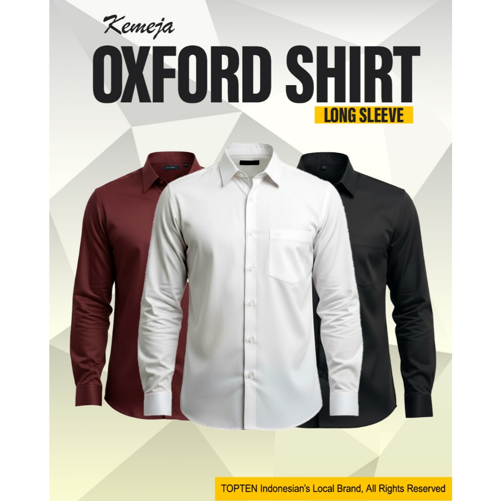TOPTEN Kemeja Pria Putih Polos Panjang Slim Fit