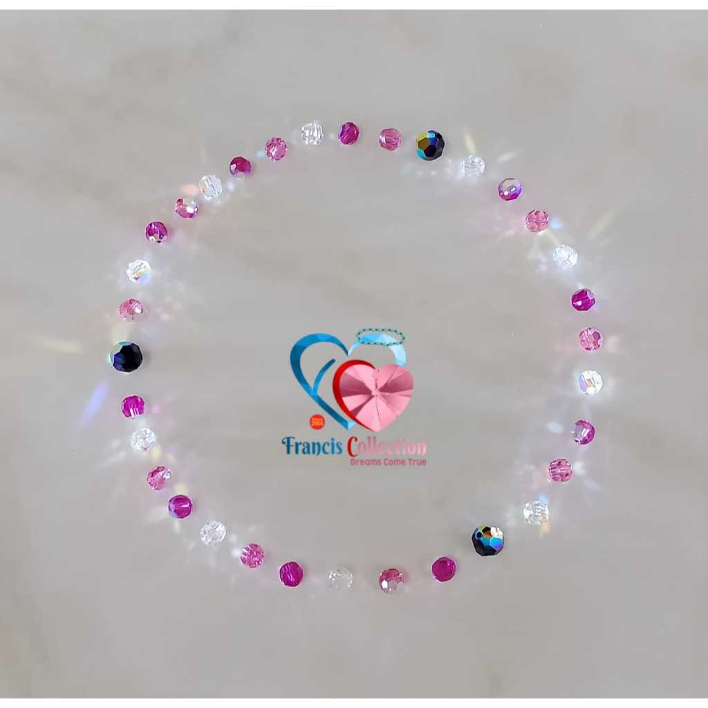 Francis Collection. RKS O6SO8. Kalung Rosario Kristal Swarovski asli Austria. Anti Karat. Model Bula