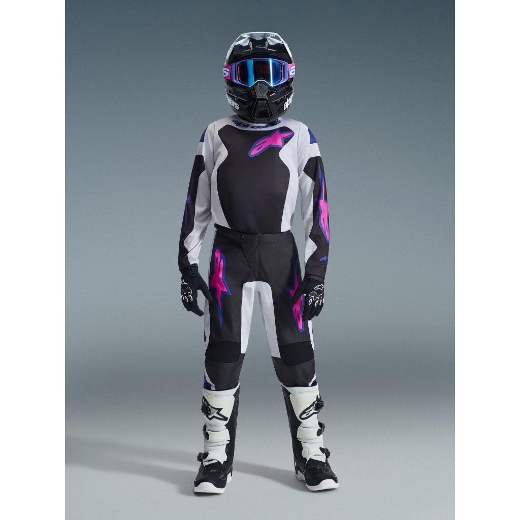 Jersey Set Alpinestars Fluid Youth Black Light Grey Purple Jerset Anak Alpinestar Fluid Original