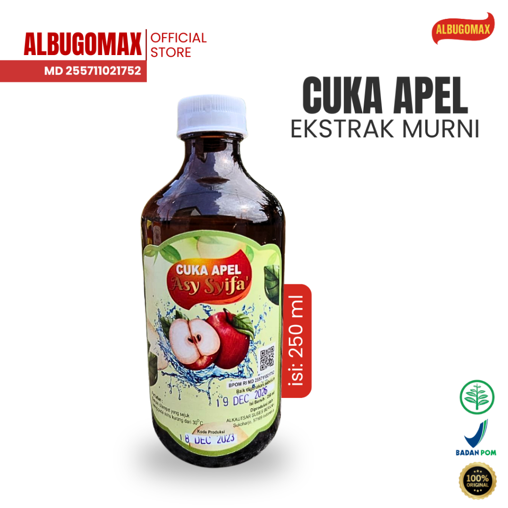 ASY SYIFA' - Cuka Apel Murni Turunkan Asam Urat Kontrol Gula Darah Diet Sehat - 250 ml