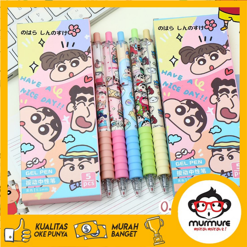 MURMURE I PULPEN GEL MEKANIK POLOS 1 SET ISI 5PCS / PULPEN GEL MEKANIK AESTHETIC PULPEN