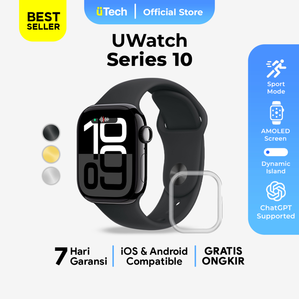 [BEST SELLER] uWatch Series 10 Smartwatch S10 Amoled Screen 2.1 Dynamic Island IP68 Jam Tangan Pinta
