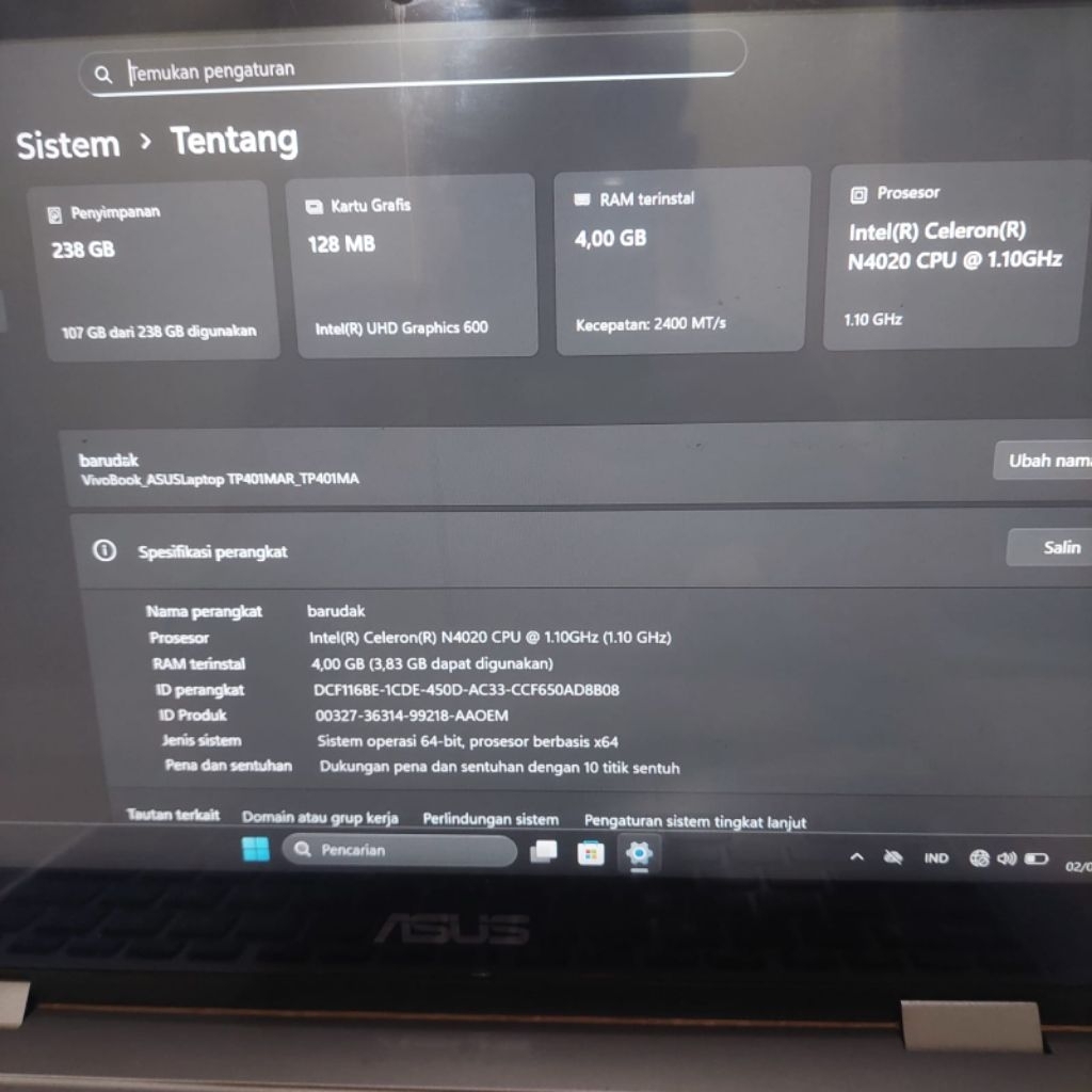 laptop asus vivobook flip 14 TP401M