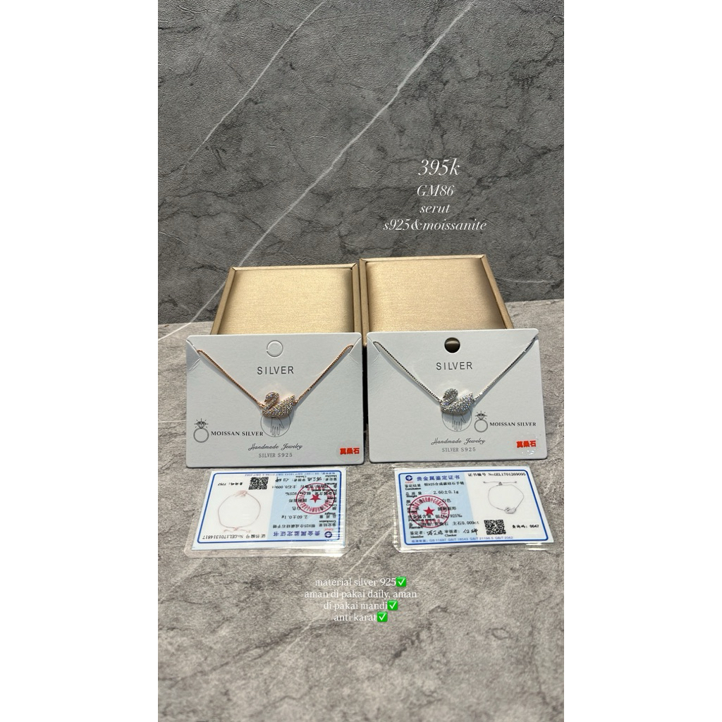 GM86 |Gelang Italy Serut Angsa Moissanite 0,009CT Perak s925 Silver s925