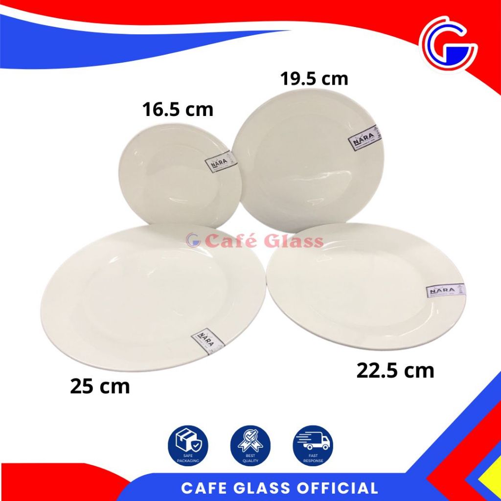 Piring Ceper Keramik Putih Nara - Piring Ceper 16Cm Sampai 25Cm - Piring Ceper Tebal