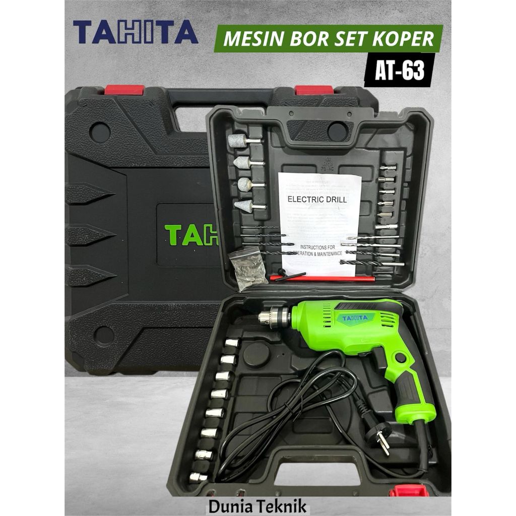 TAHITA Mesin Bor Listrik Set Koper Lengkap / Bor Beton Bor Tembok Bor Kayu AT-63
