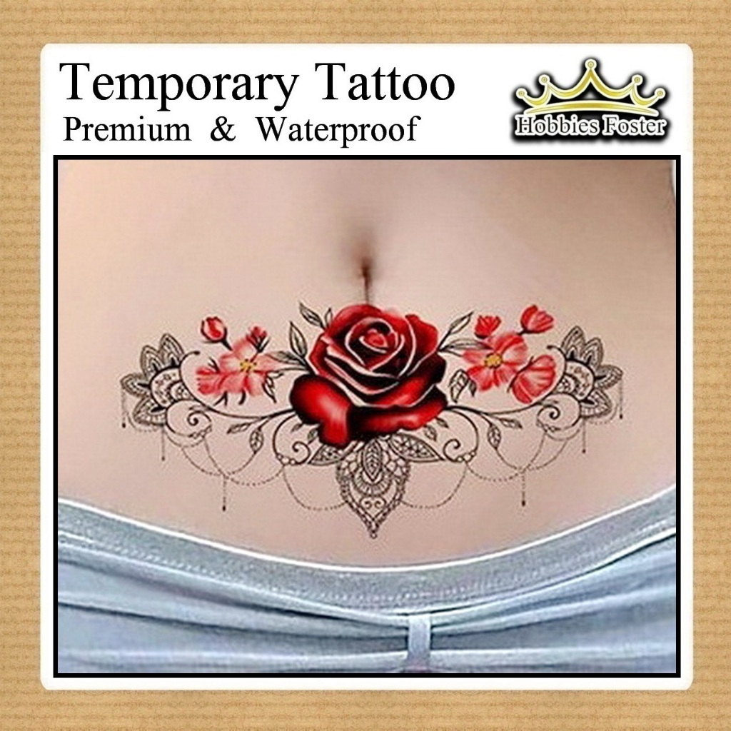 HBF TATOO TEMPORARY - Tato Temporer Perut Badan Pundak - Gambar Wanita Seksi Semi Permanen