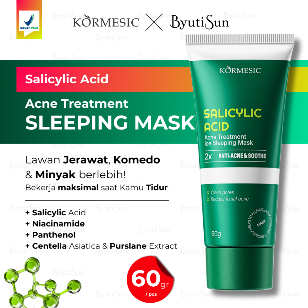 BPOM KORMESIC Salicylic Acid Acne Sleeping Mask Masker Wajah Jerawat Bruntusan Glowing Skin Barrier