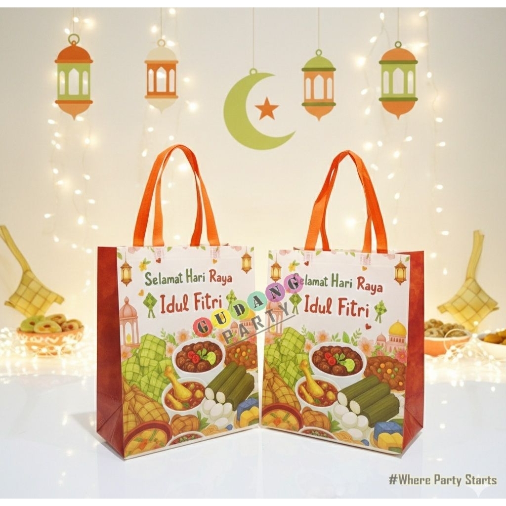 Spunbond Press Laminasi Idul Fitri Kecil Tas Lebaran Goodie Bag  Parcel Hampers Tas Bingkisan Spunbo