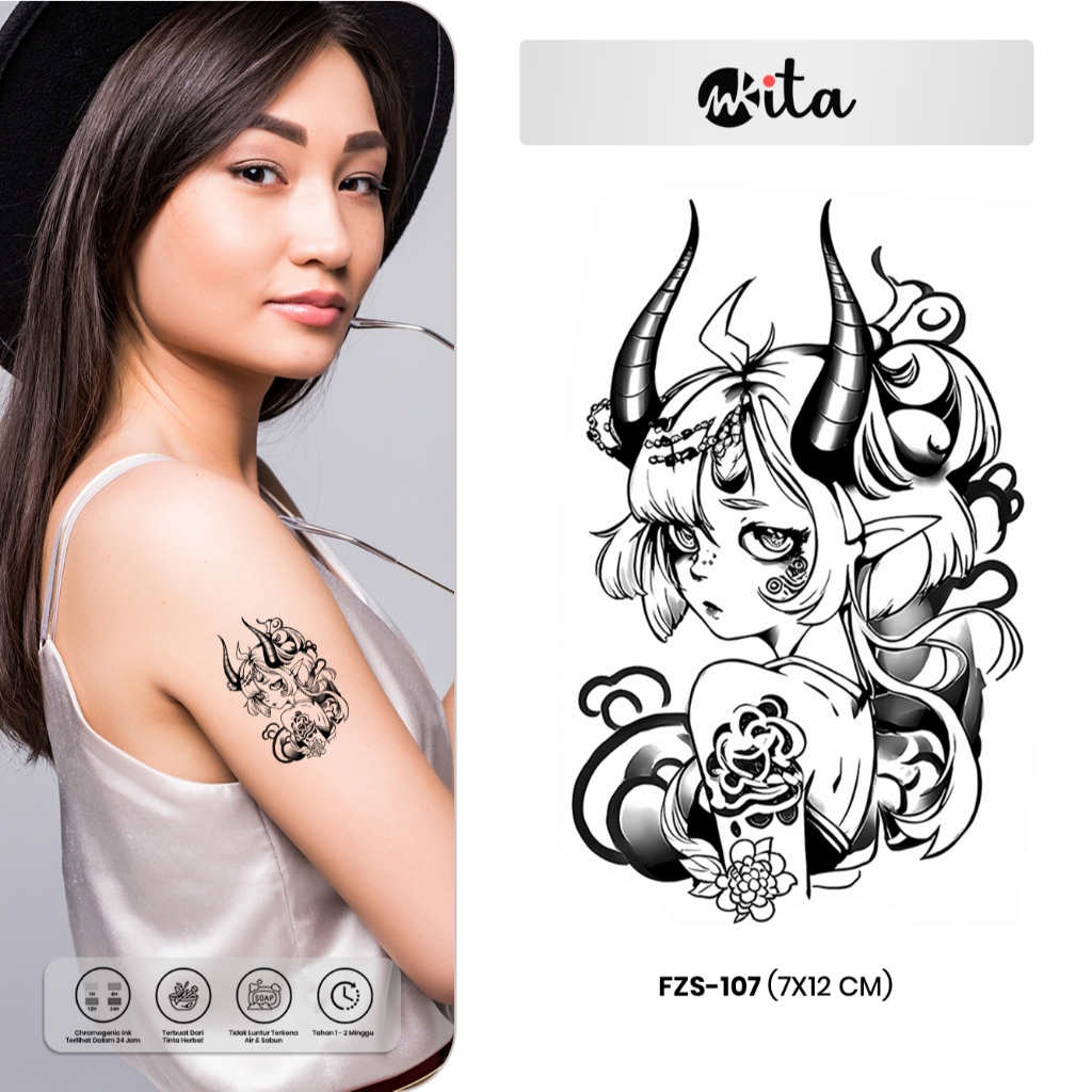 INKITA-Tato Temporer Sementara Semi Permanen Fruit Ink Anime Wanita Tattoo Estetik 1-2 Minggu