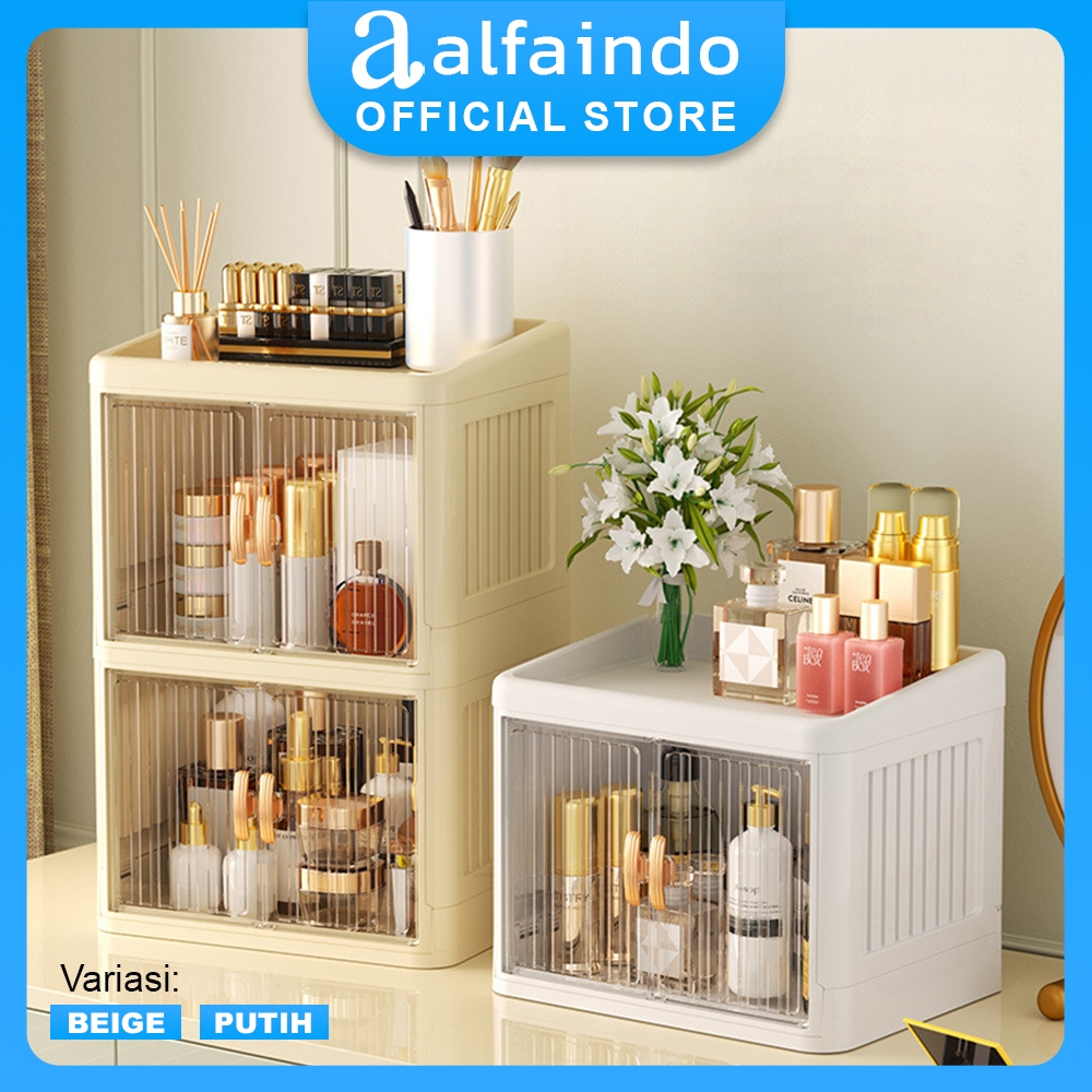 Rak Penyimpanan Kosmetik Tempat Make Up Skincare Susun Lipat Multifungsi Organizer Meja - BL002