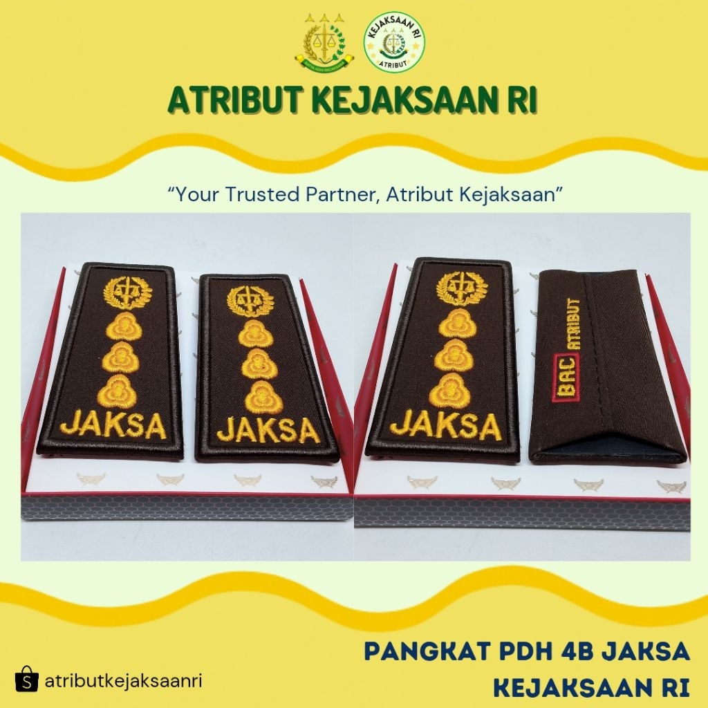 ATRIBUT KEJAKSAAN RI - PANGKAT PDH JAKSA BORDIR  GOLONGAN 4B KEJAKSAAN RI