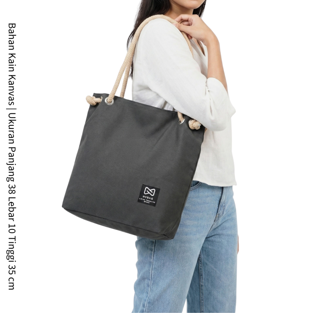 Free Ongkir Jual Tas Totebag Kuliah Kondangan Jalan Jalan Tote Kanvas Warna Tali Sumbu Tambang Tebal