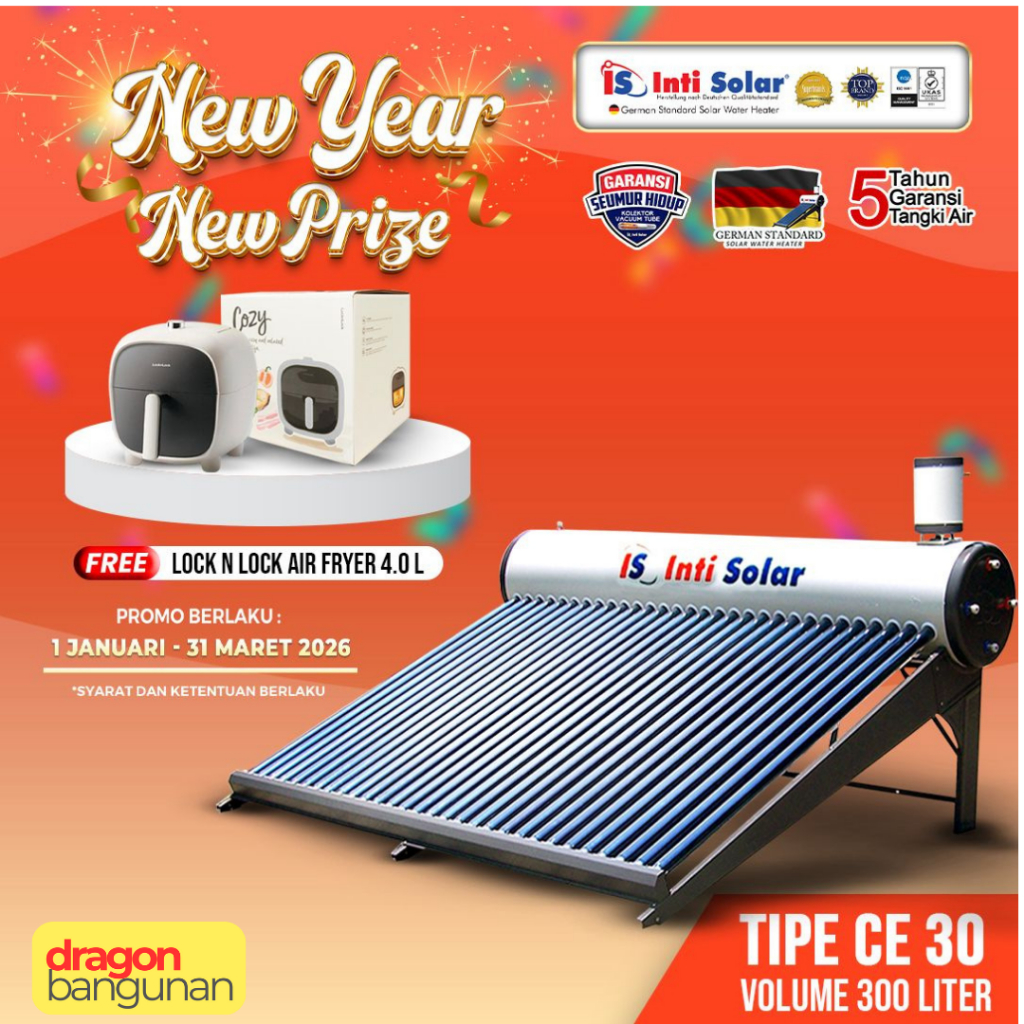 Pemanas Air Inti Solar 300 Liter - Intisolar CE 30 - Solar Water Heater Inti Solar