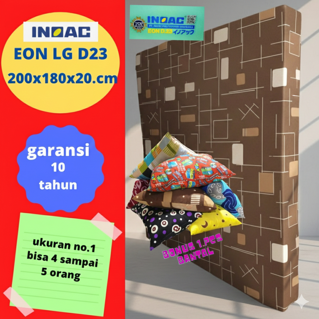 Inoac Kasur Busa Ukuran D23  200x180x20 cm inoac asli bergaransi anti kempes tebal 20 cm ukuran no 1