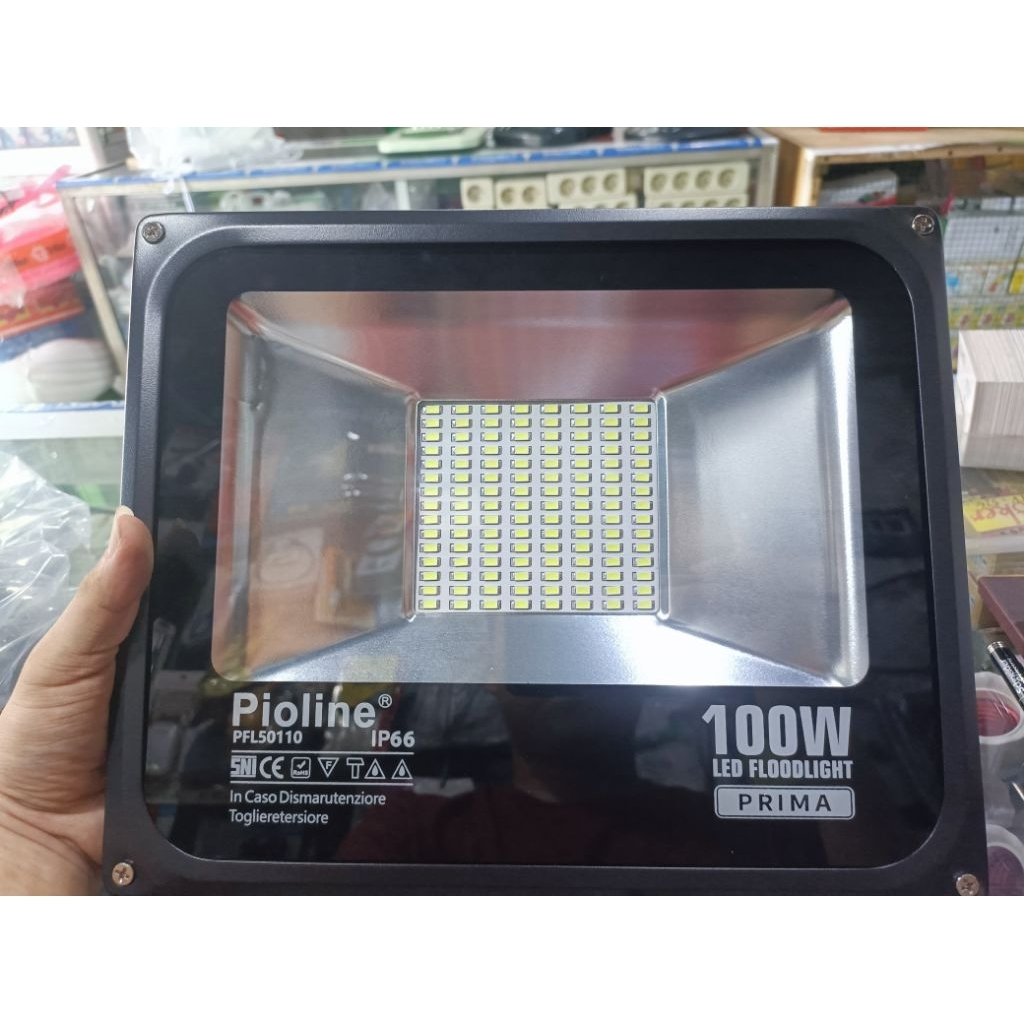 Pioline Lampu Sorot 100w pfl 50110 / LED Flood light Prima Pioline 100 Watt cahaya Putih white PFL50