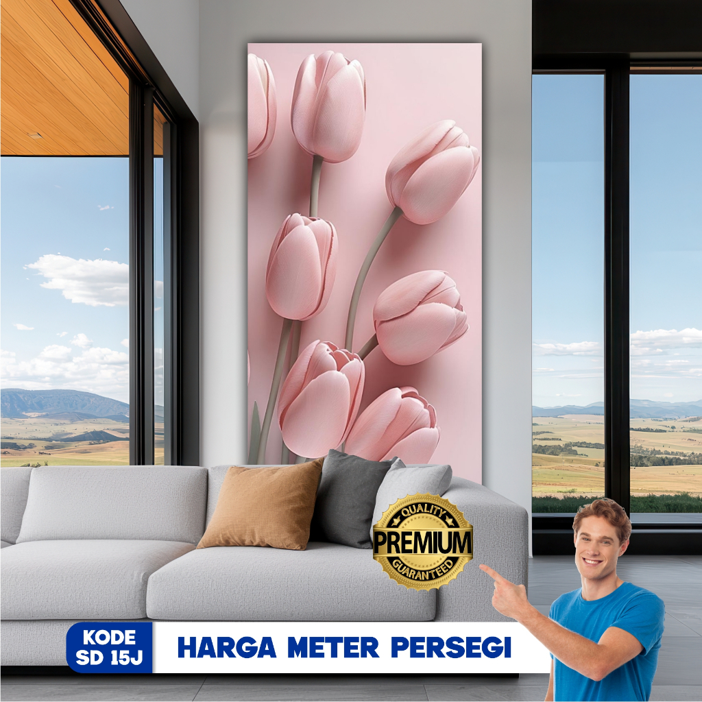 STIKER PAJANGAN DINDING MOTIF BUNGA TULIP ESTETIK-STIKER ELEGANT DEKORASI RUANG TAMU/KELUARGA-SD 15