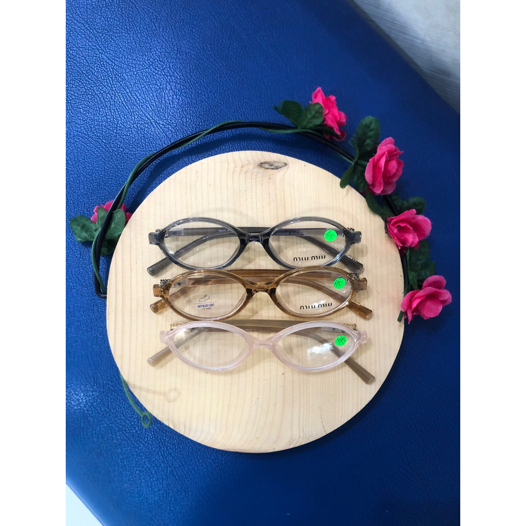 Kacamata Frame oval plastik Kode miumiu Mins dan Normal