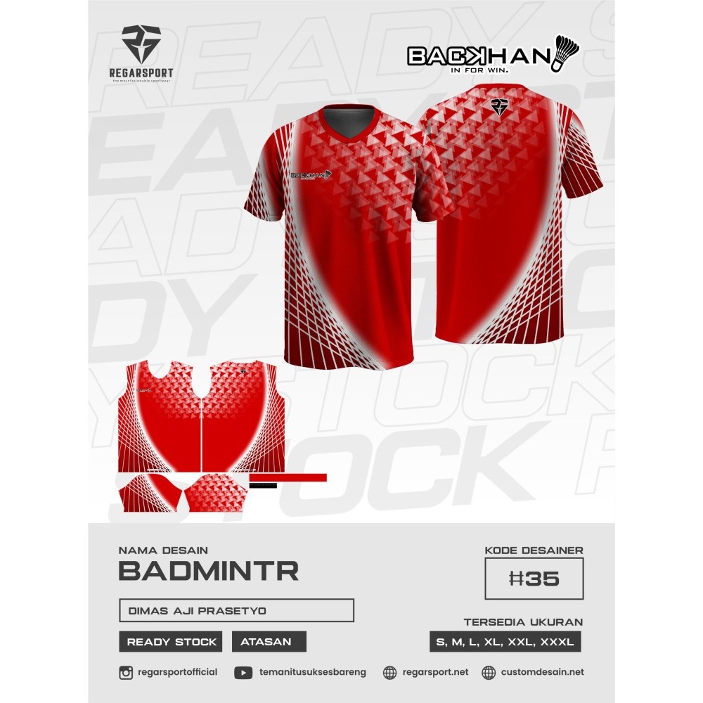 Regarsport - 102 Jersey badminton, atasan lengan pendek,