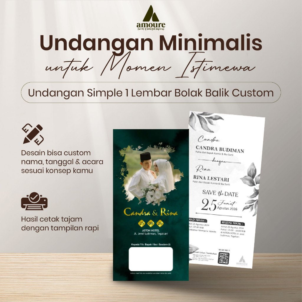 Undangan Pernikahan Cetak Tajam Rapi Elegant Desain Premium Custom Nama Tanggal Khitanan Konsultasi 