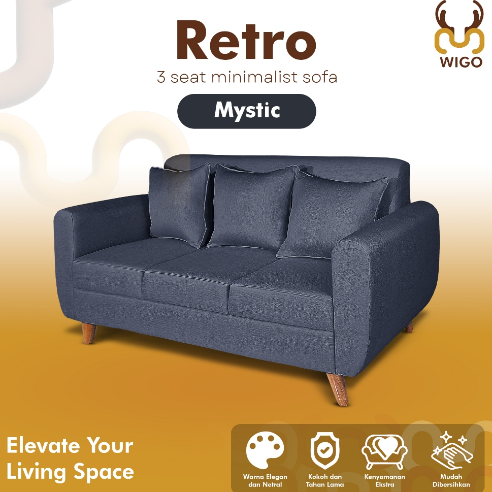 Citra Furniture WIGO Sofa Minimalis 3 Dudukan Seater Retro Scandinavian Vintage Mystic CTR1