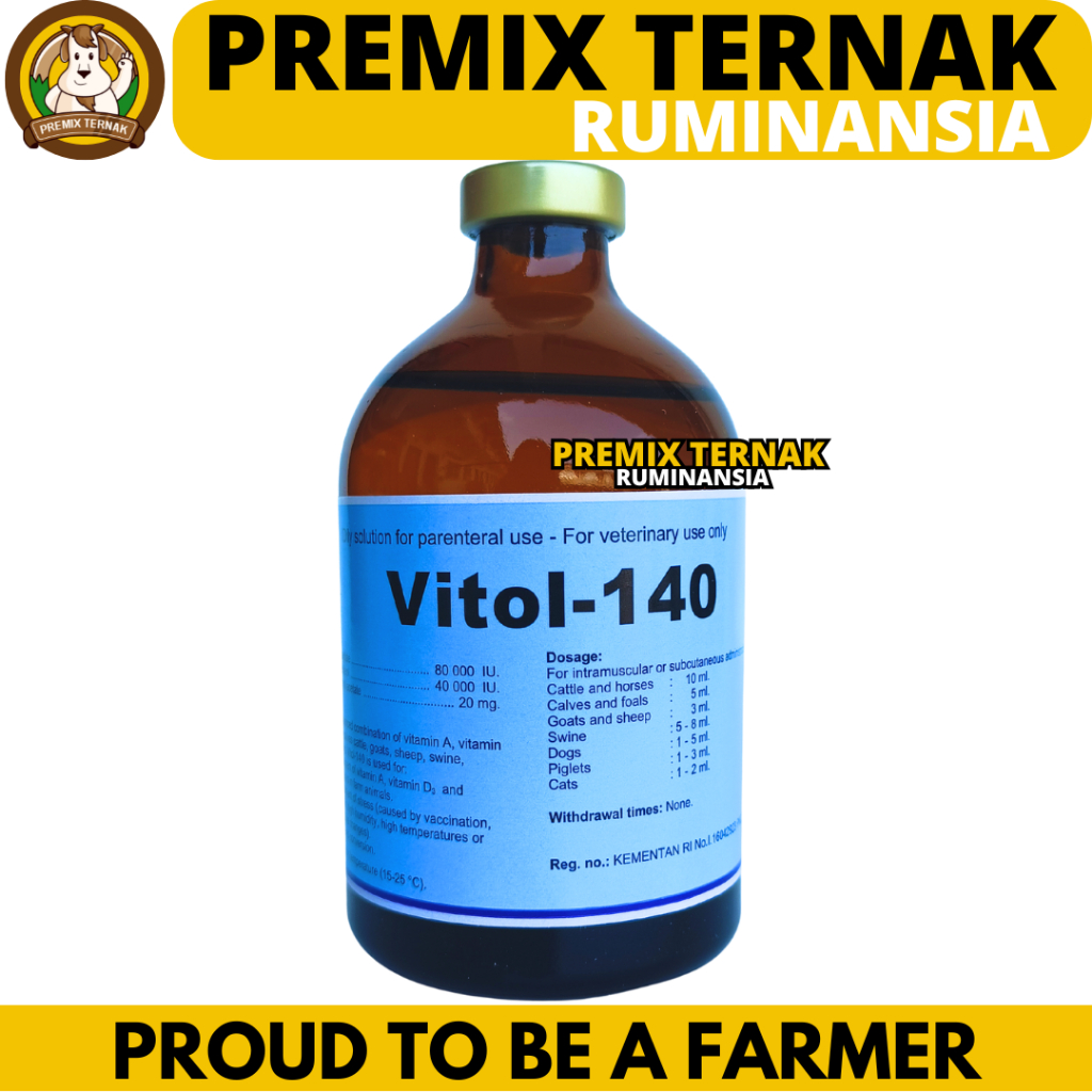 VITOL 140 100ML ORI - Vitamin ADE Hewan Perbaiki Kondisi & Produktivitas Ternak Sapi Kambing Babi